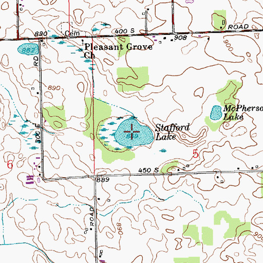 Topographic Map of Stafford Lake, IN
