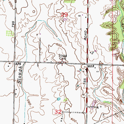 Topographic Map of Stagg Cemetery, IN
