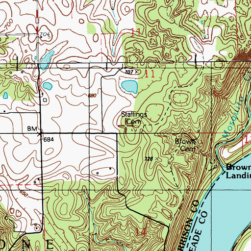 Topographic Map of Stallings Cemetery, IN