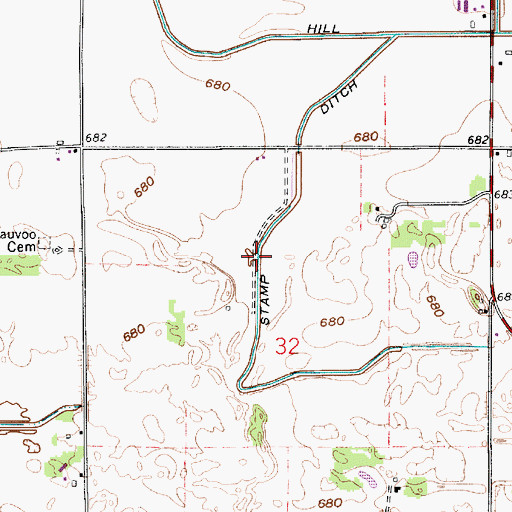 Topographic Map of Stamp Ditch, IN