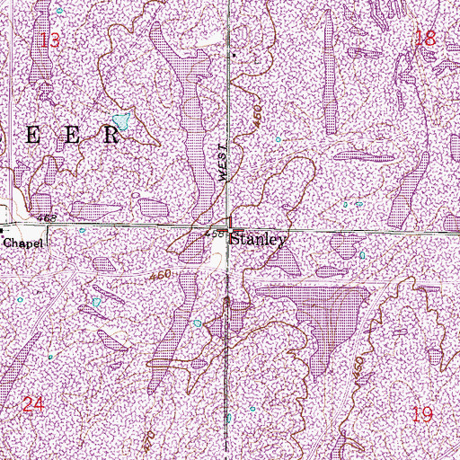 Topographic Map of Stanley, IN