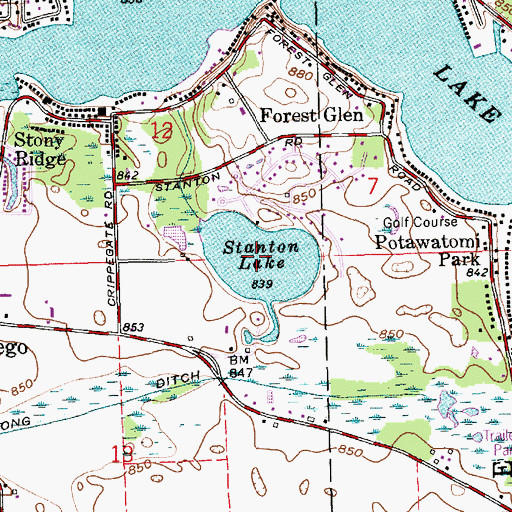 Topographic Map of Stanton Lake, IN