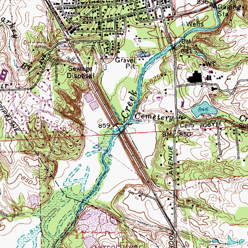 Topographic Map of Starkey Branch, IN