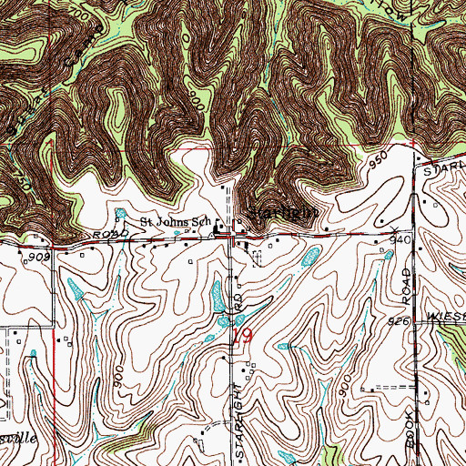 Topographic Map of Starlight, IN