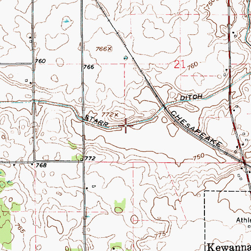 Topographic Map of Starr Ditch, IN