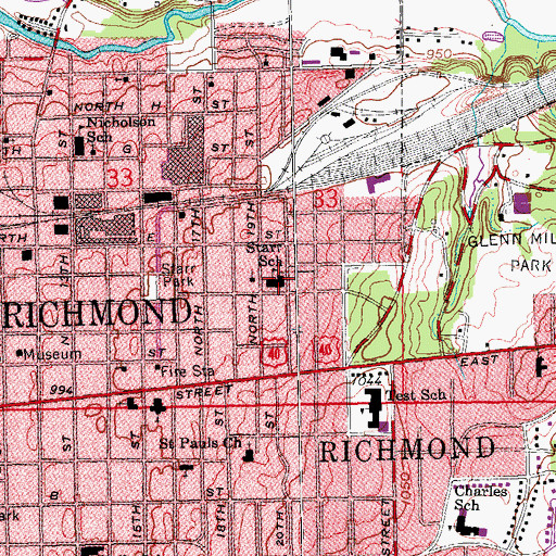 Topographic Map of Starr Elementary School, IN