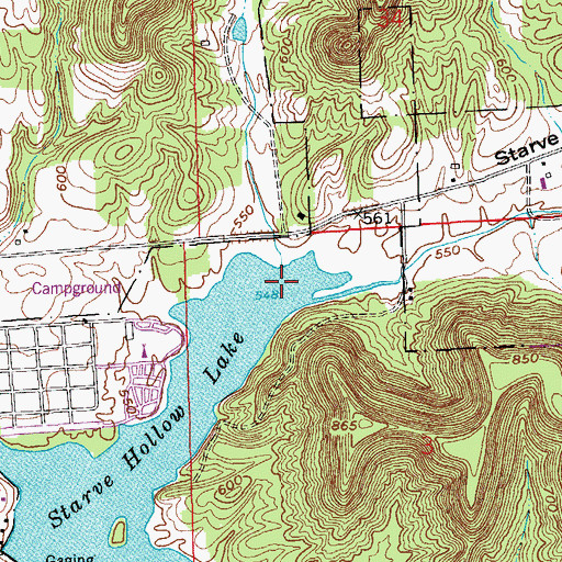 Topographic Map of Starve Hollow, IN