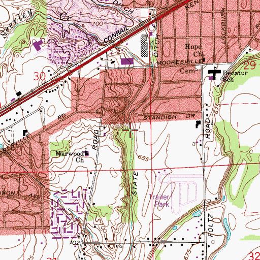 Topographic Map of State Ditch, IN