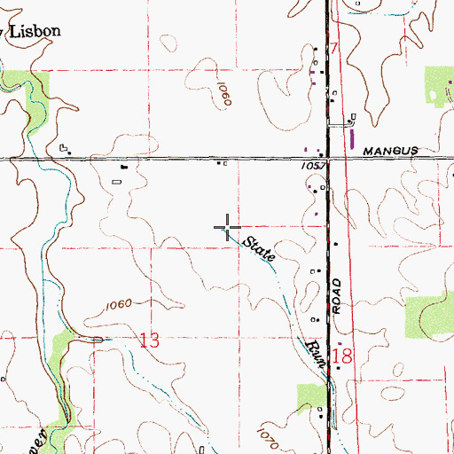 Topographic Map of State Run, IN