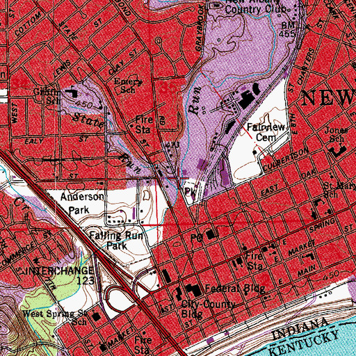 Topographic Map of State Run, IN