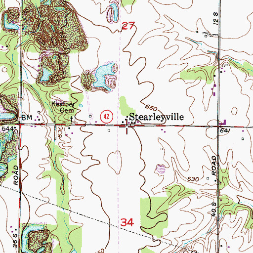 Topographic Map of Stearleyville, IN