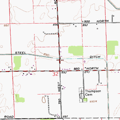 Topographic Map of Steel Ditch, IN