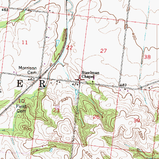 Topographic Map of Steelman Chapel, IN