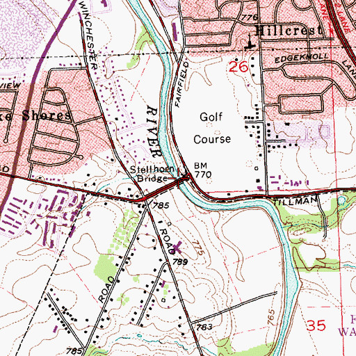 Topographic Map of Stellhorn Bridge, IN