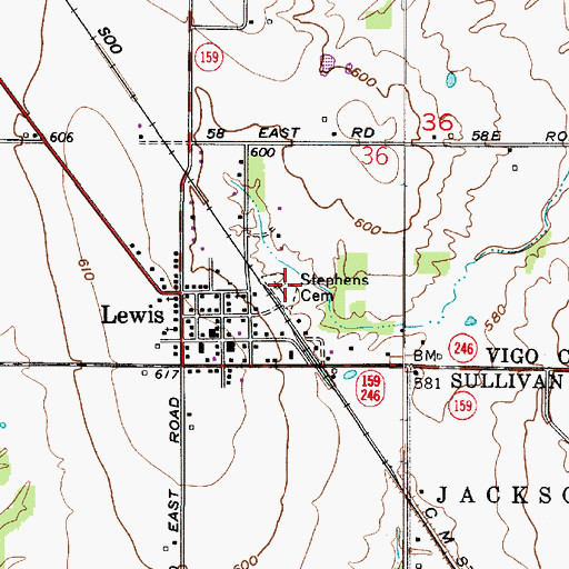 Topographic Map of Stephens Cemetery, IN