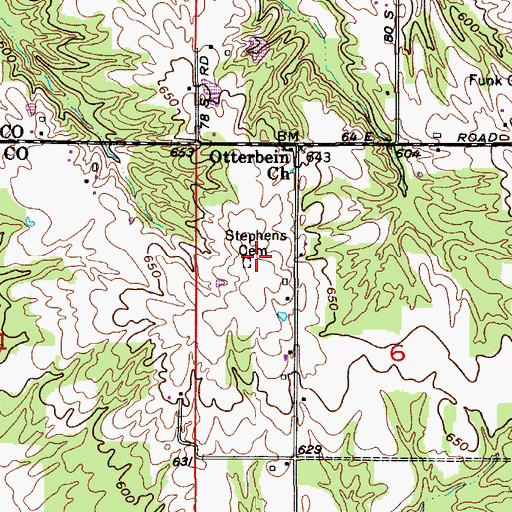 Topographic Map of Stephens Cemetery, IN