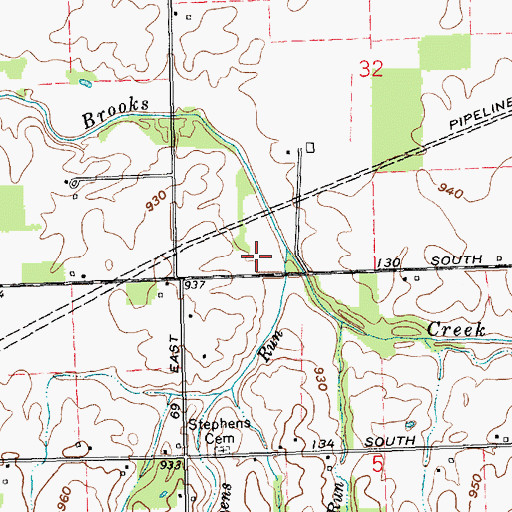Topographic Map of Stephens Run, IN
