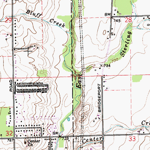Topographic Map of Sterling Run, IN