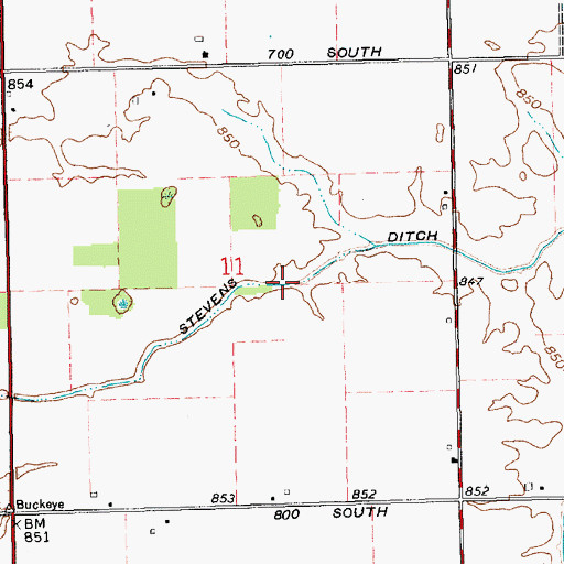 Topographic Map of Stevens Ditch, IN