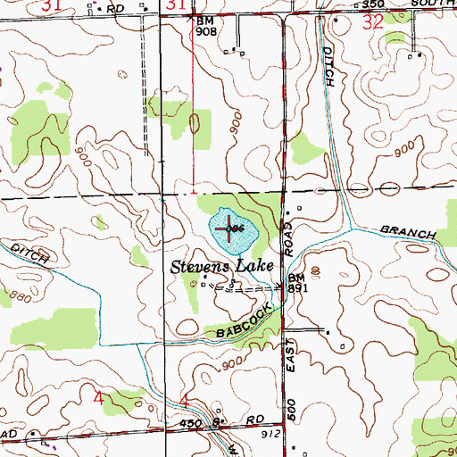 Topographic Map of Stevens Lake, IN