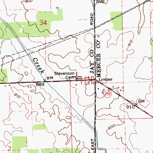 Topographic Map of Stevenson Cemetery, IN