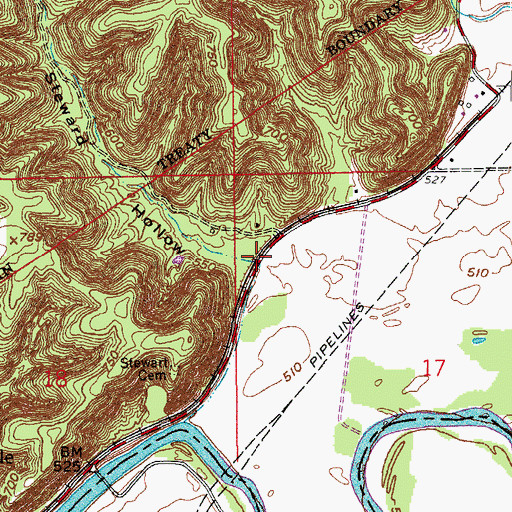 Topographic Map of Steward Hollow, IN