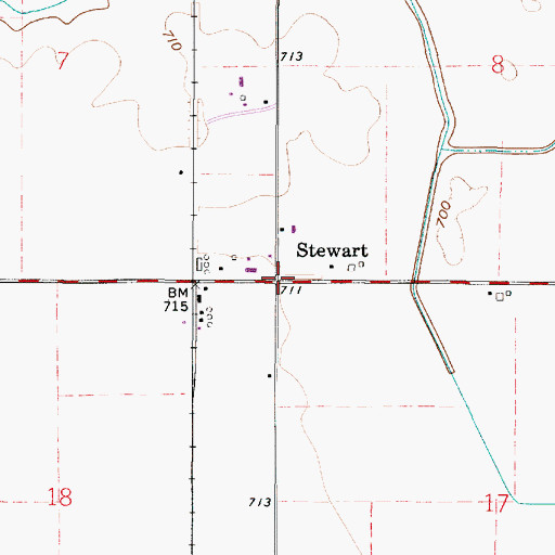 Topographic Map of Stewart, IN
