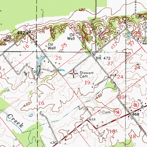 Topographic Map of Stewart Cemetery, IN