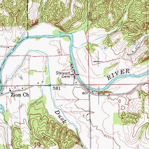 Topographic Map of Stewart Cemetery, IN