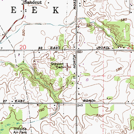 Topographic Map of Stewart Cemetery, IN