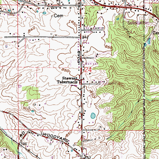 Topographic Map of Stewart Tabernacle, IN