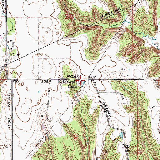 Topographic Map of Stierwalt Cemetery, IN