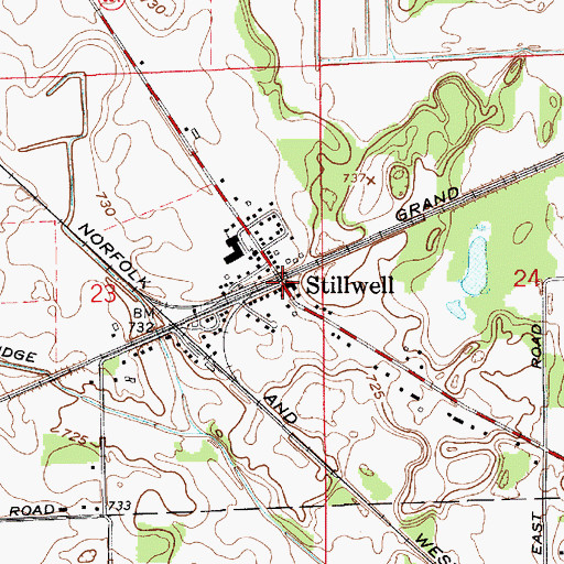 Topographic Map of Stillwell, IN