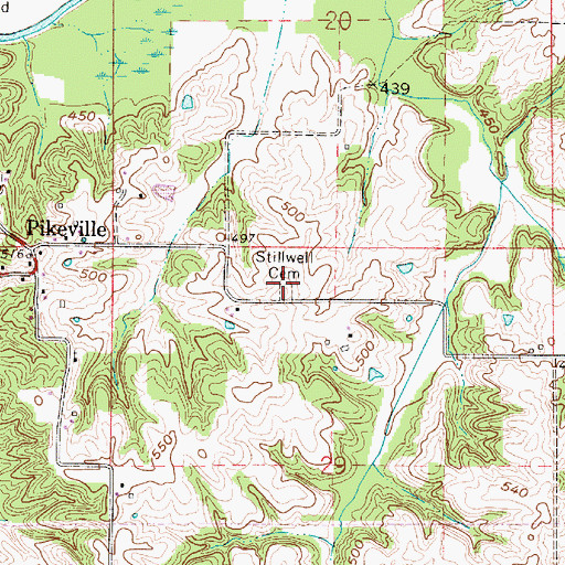 Topographic Map of Stillwell Cemetery, IN