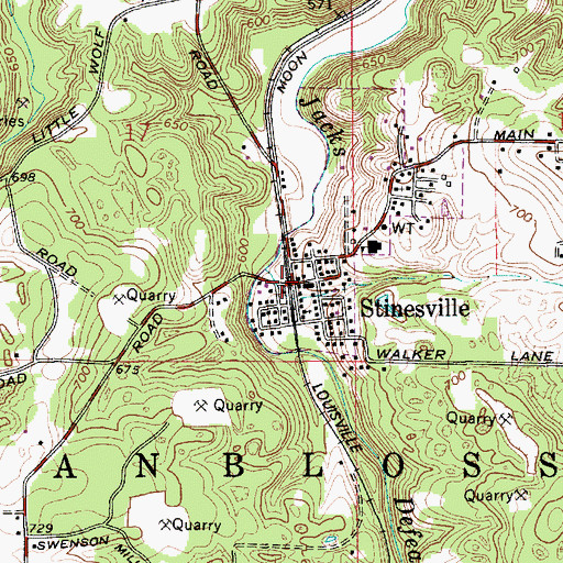 Topographic Map of Stinesville, IN