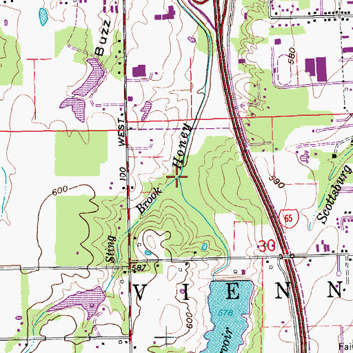 Topographic Map of Sting Brook, IN