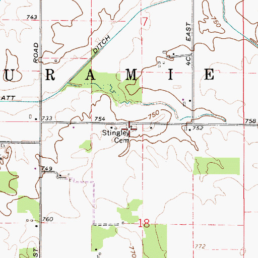 Topographic Map of Stingley Cemetery, IN