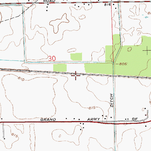 Topographic Map of Stock Ditch, IN