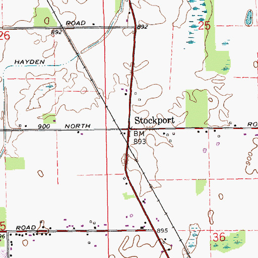 Topographic Map of Stockport, IN