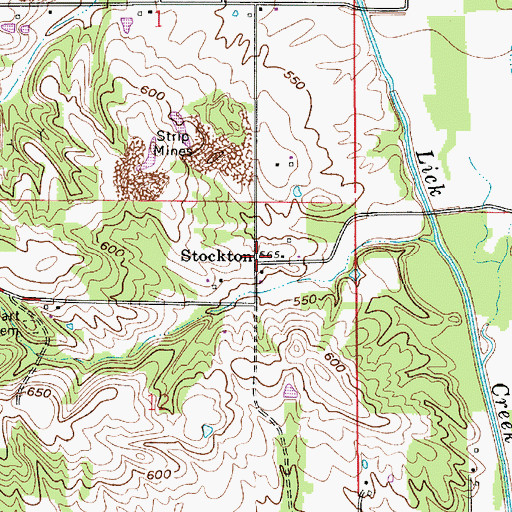 Topographic Map of Stockton, IN