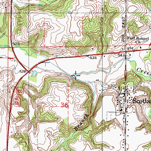 Topographic Map of Stone Branch, IN