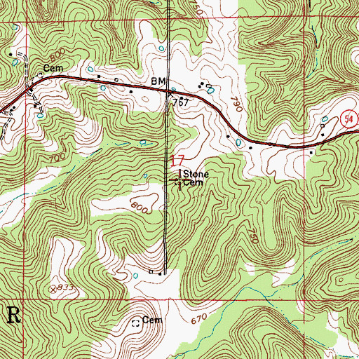 Topographic Map of Stone Cemetery, IN