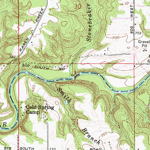 Topographic Map of Stonebraker Branch, IN