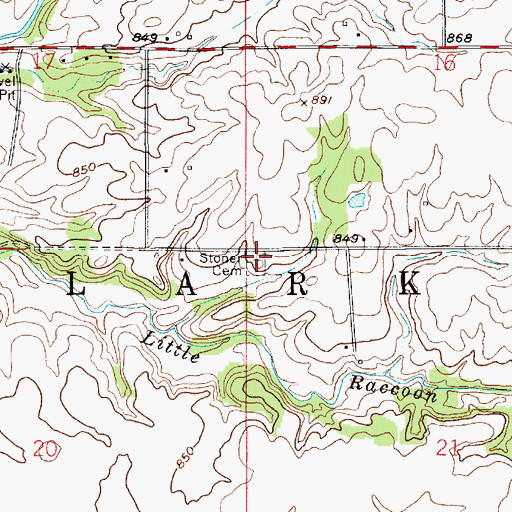 Topographic Map of Stoner Cemetery, IN