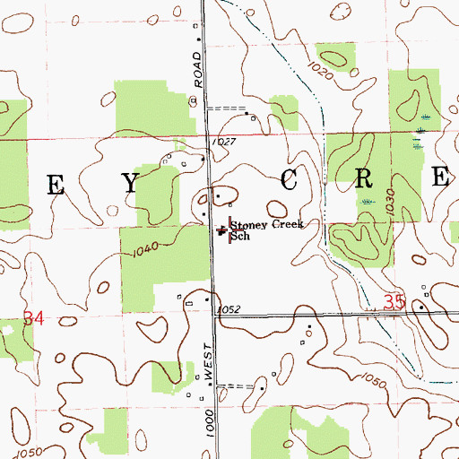 Topographic Map of Stoney Creek School, IN