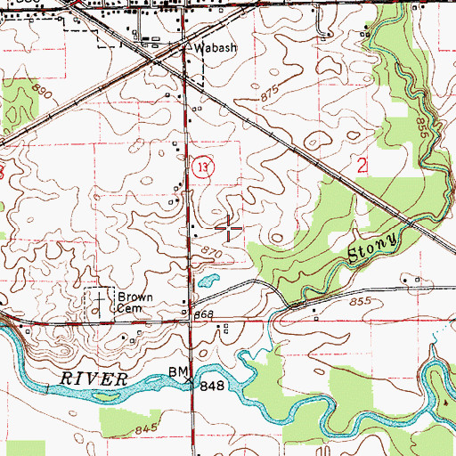 Topographic Map of Stony Creek, IN