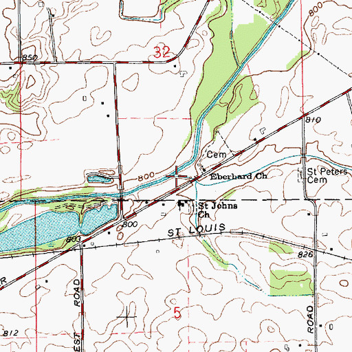 Topographic Map of Stony Creek, IN