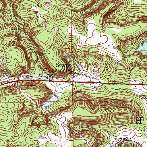Topographic Map of Stony Lonesome, IN