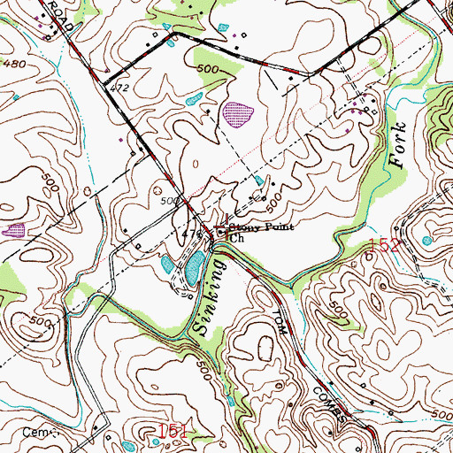 Topographic Map of Stony Point Church, IN