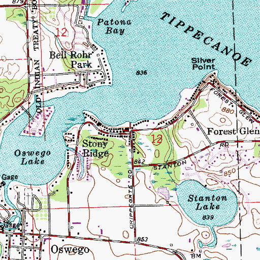 Topographic Map of Stony Ridge, IN